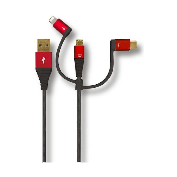 エアージェイ プレミアム3in1 USB充電ケーブル 1M RD UKJ-PLMC100 RD 1点