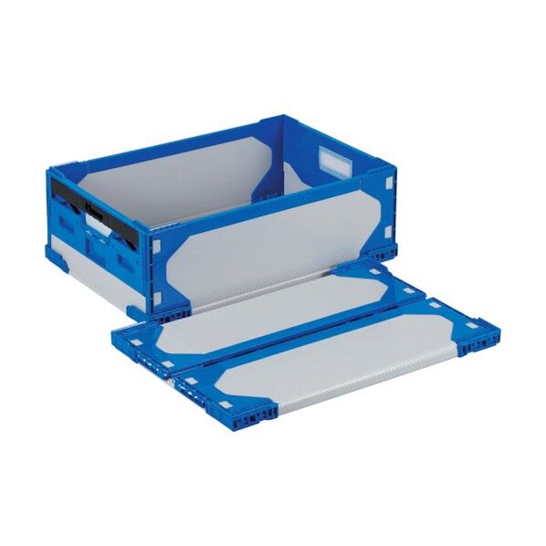 リットハイブリッド折りたたみコンテナ 611532 LT-RS-SS47グレー/ダークブルー630×420×216 LTRSSS47GYDB630X420X216 1点