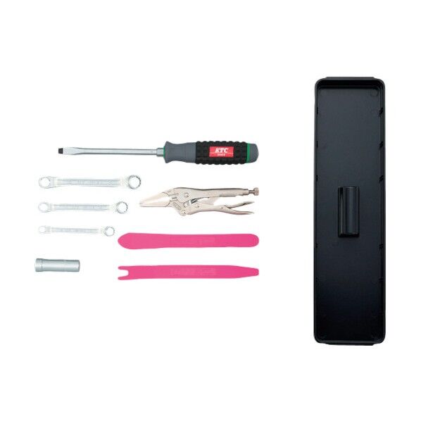 ツールキット 両開きプラハードケースセット用オプション 9.5sq.  8点セット ブラック 390 x 120 x 50 mm SK308P-S 1Ｓ