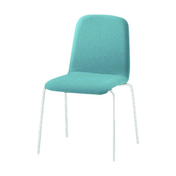 ノットワーク背座一体チェア張りぐるみ 脚ホワイト・布地ミストブルー KLL-130C1-W9S5 1点