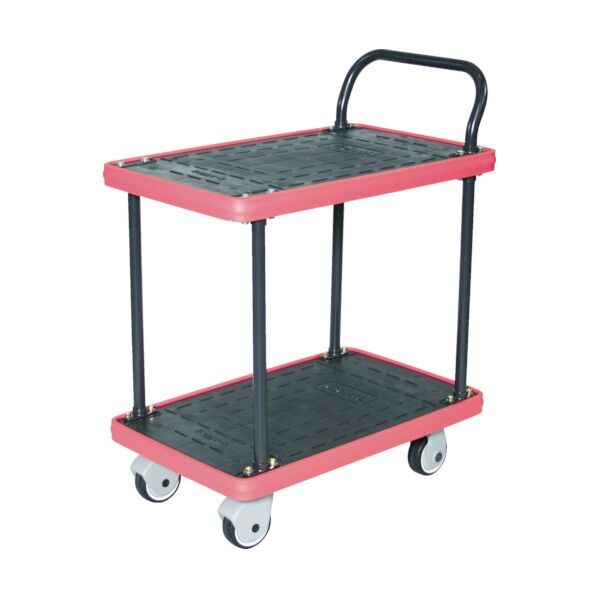 MKP 樹脂製運搬車 (片袖2段タイプ・コボレ止め付・キャスター金具樹脂)