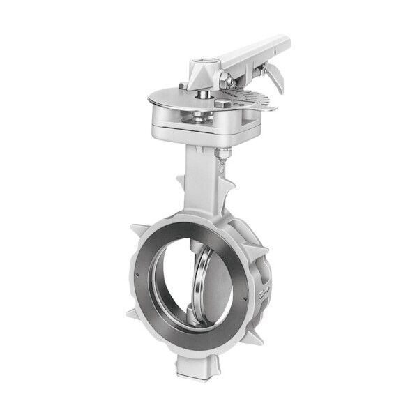 バタフライバルブ JIS10K/150A 304YA-1T SCS13A/SCS13A/R-PTFE レバー 304YA-1T-150-S-R 1点