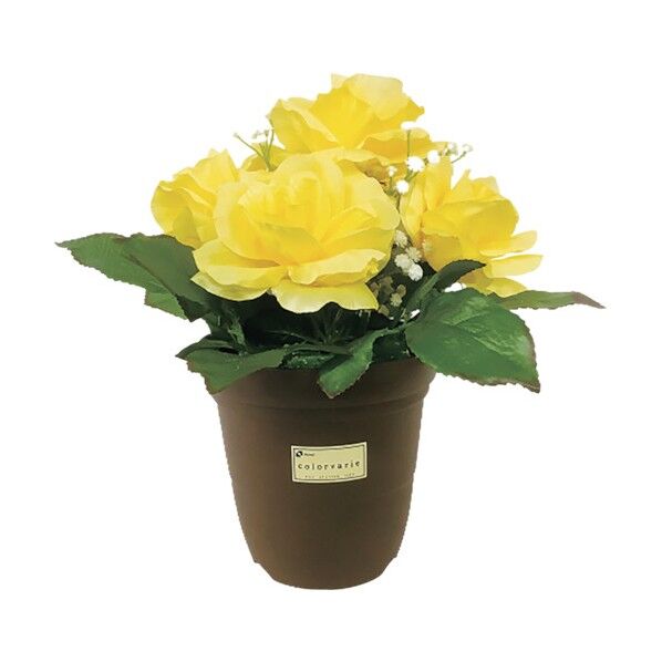 造花鉢 バラ(黄色) 935-42 1点