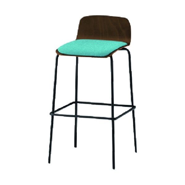 ノットワークハイチェア座パッド付 背座ラスティックビーチD・脚サテンブラック・布地ミストブルー KLL-123C-TNS5 1点