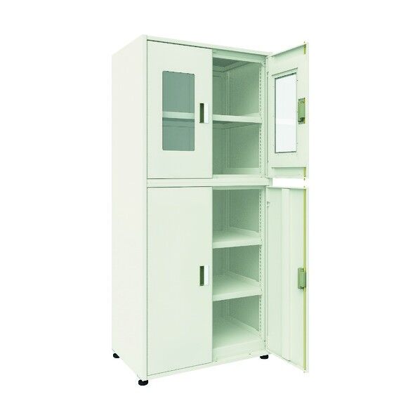 M3型中量ボルトレス棚 パネル・扉付 単体型上部アクリル4枚扉