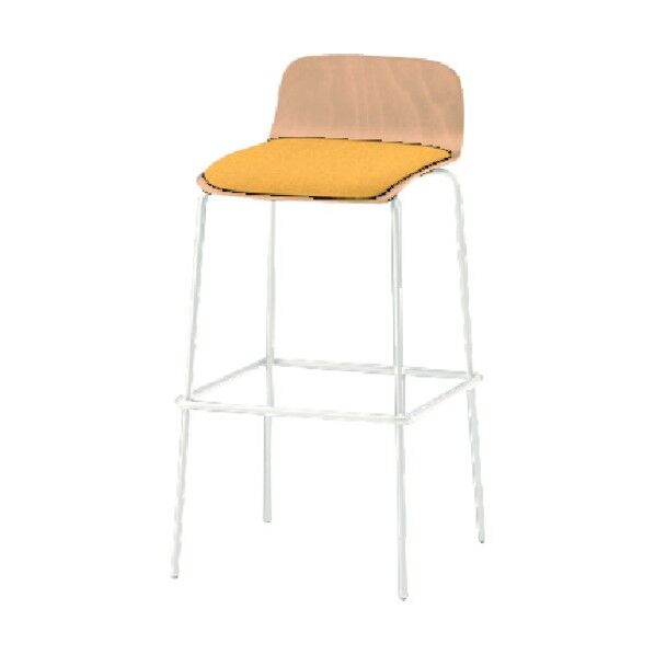 ノットワークハイチェア座パッド付 背座ラスティックビーチL・脚ホワイト・布地ソフトイエロー KLL-123C-GHY5 1点