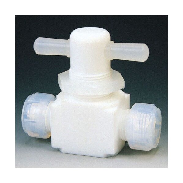 フロンケミカル フッ素樹脂（ＰＴＦＥ）二方パネル付バルブ圧入型８φ NR0009-002 1
