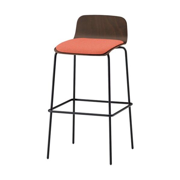 ノットワークハイチェア座パッド付 背座ラスティックビーチD・脚サテンブラック・布地アンバーオレンジ KLL-123C-TND3 1点