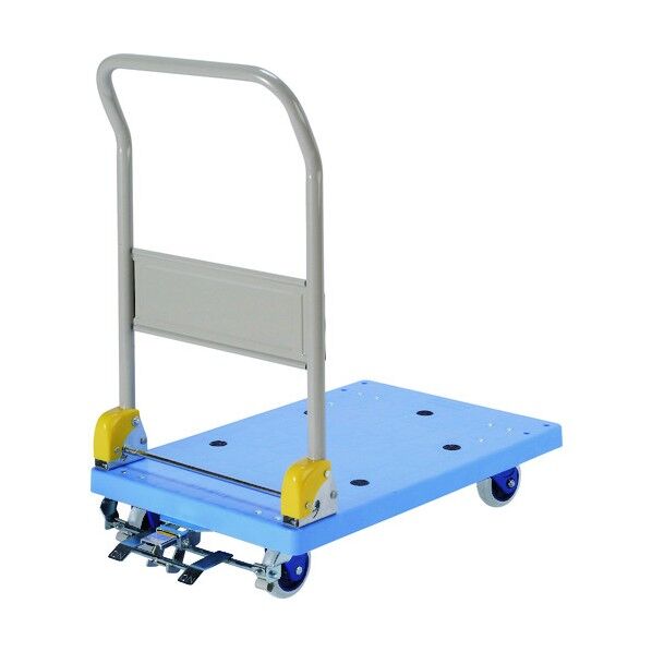 小型環境静音樹脂台車 ハンドル折りたたみ式 フットブレーキ付 HDI7101 1点