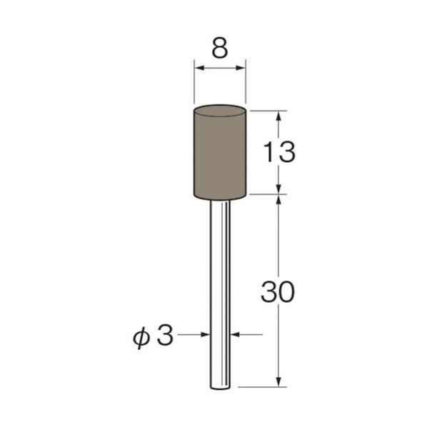 軸付弾性砥石(UB砥石)外径(mm):8粒度(#):90 R8321 10本