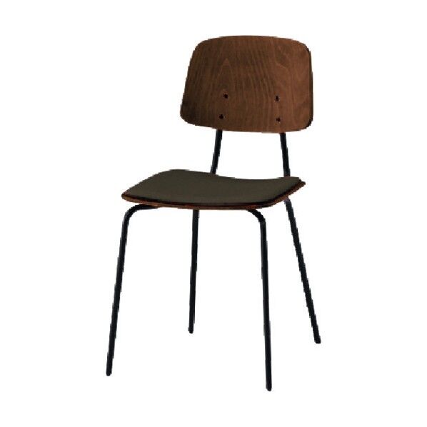 ノットワーク背座セパレートチェア座パッド付 背座ラスティックビーチD・脚サテンブラック・布地カシューブラウン KLL-121C-TNH4 1点