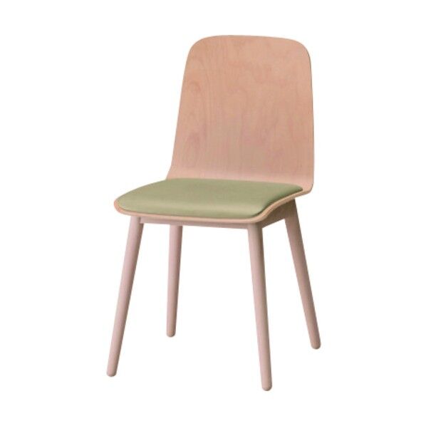 ノットワーク背座一体木脚チェア座パッド付 背座脚ラスティックビーチL・ウレタンレザーサンドイエロー KLL-124DK-LY3 1点