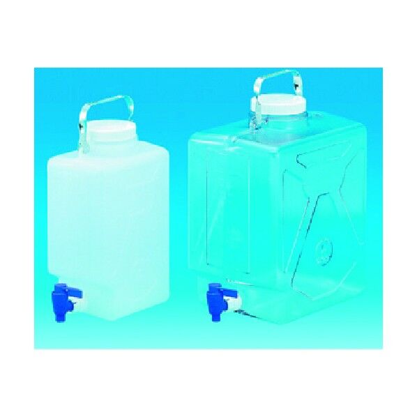 活栓付き角型びん 9L 高密度PE製 602-21-45-01 1点
