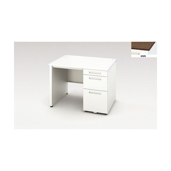 片袖デスク (ロングストローク引出し) (パネル脚タイプ) XEHH107KP-WWN 1点