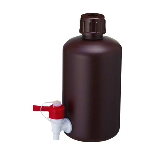 細口びん 茶色 コック付 3L 876-22-01-26 1点