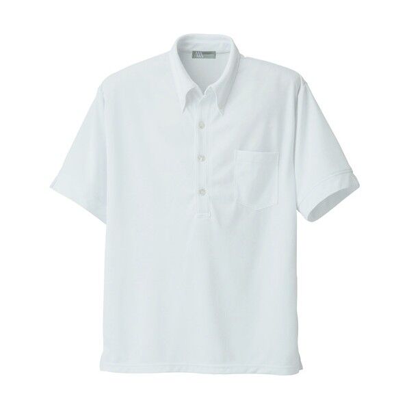 メンズ半袖ニットボタンダウンシャツ 001ホワイト S 861206 1