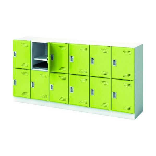 スクールロッカー 6列2段 12人用 M扉 グリーン JTSL-M-62-NJ-GN 1点