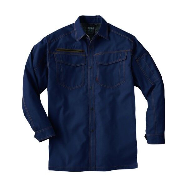 夏 長袖シャツ ネイビー色 XLサイズ WA11719-3-XL 1点