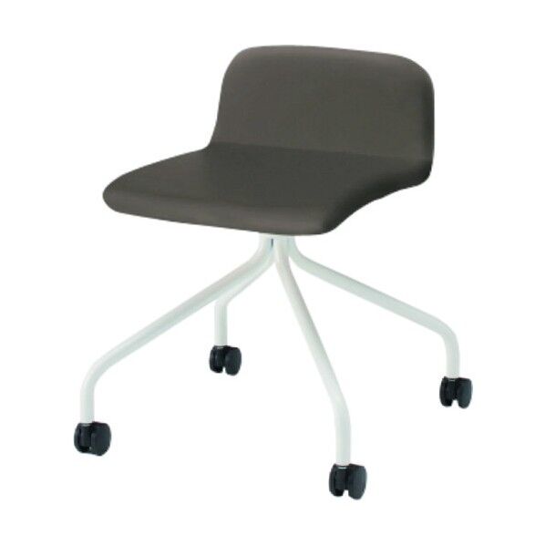 ノットワークローバックキャスターチェア張りぐるみ 脚ホワイト・ウレタンレザーセピアブラウン KLL-235DK-W9K1 1点