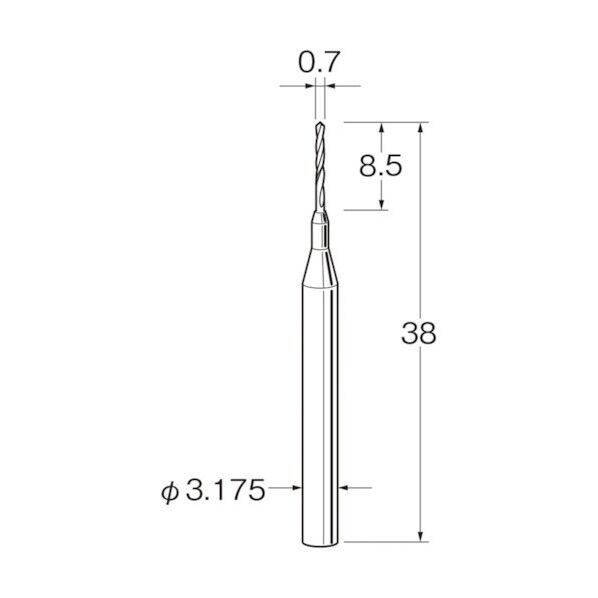 ツイストドリル(超硬合金)刃径(mm):0.7シャンク径(mm):3.175 T3007 1本