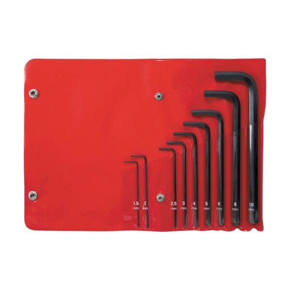 六角棒スパナセミロングビニールポーチ入9本セット1.5~10mm