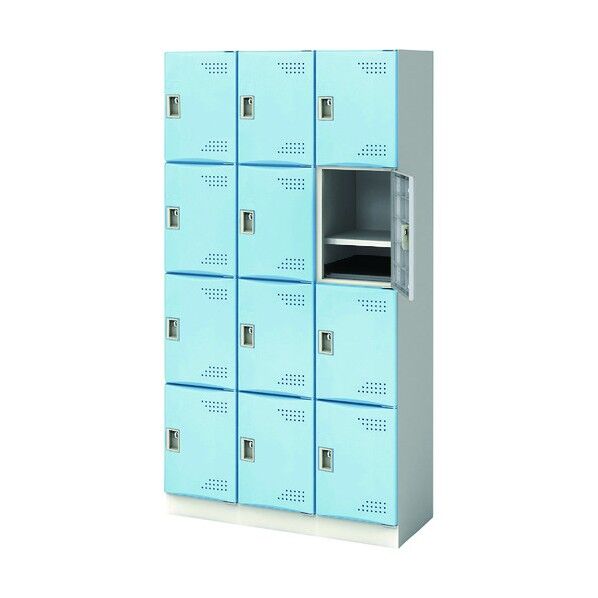 スクールロッカー 3列4段 12人用 M扉 ブルー JTSL-M-34-NJ-BL 1点