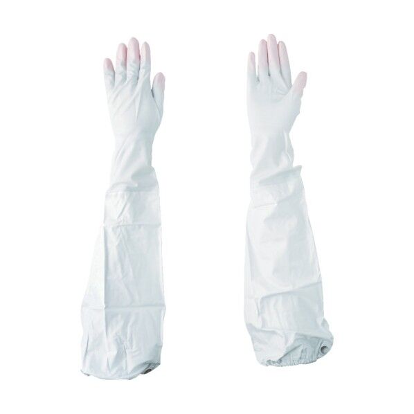 ファミリー ビニールうす手 ロング 腕カバー付き 指先抗ウイルス加工 M ピンク ST72243 1点