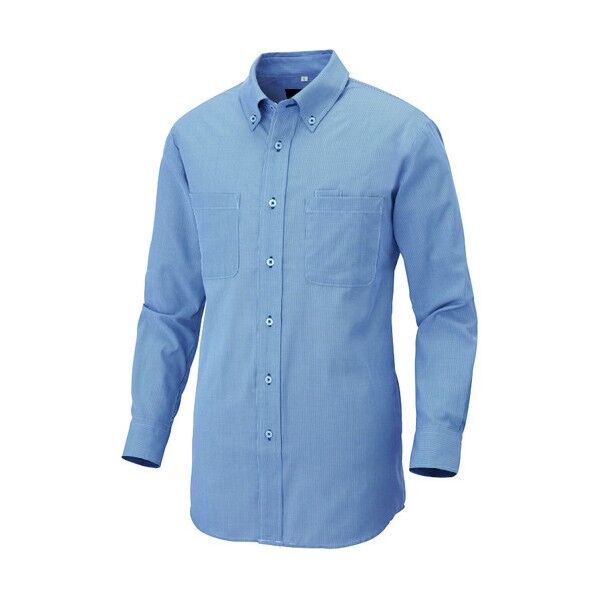 長袖ボタンダウンシャツ(コードレーン)(男女兼用) 107サックス L 50401 1
