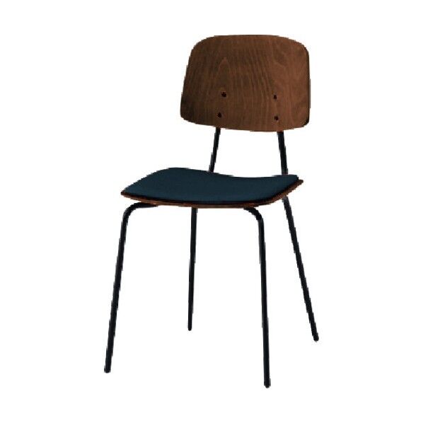 ノットワーク背座セパレートチェア座パッド付 背座ラスティックビーチD・脚サテンブラック・布地インディゴブルー KLL-121C-TNN2 1点