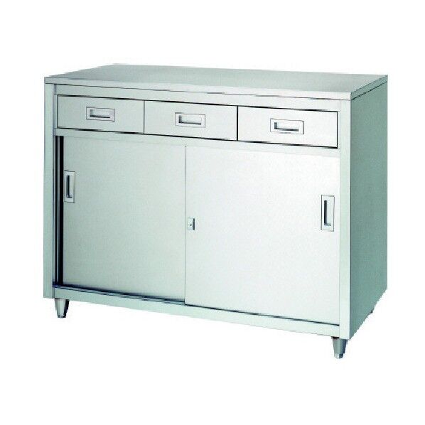 ステンレス保管庫引出付ステンレス戸アジャスト仕様 LAD-9045 1点