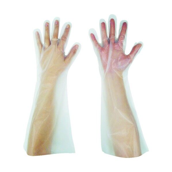 東京パック 緊急災害対策用手袋ロング五本絞りL 半透明 KL-L 50枚