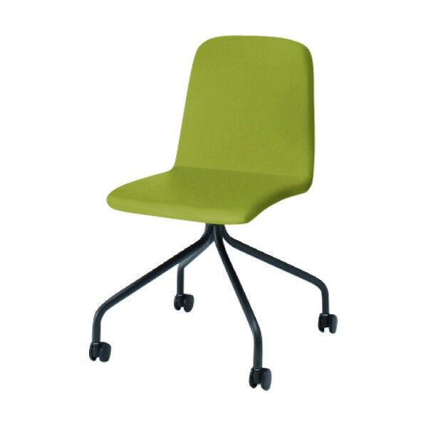 ノットワーク背座一体キャスターチェア張りぐるみ 脚サテンブラック・ウレタンレザーアップルグリーン KLL-135DK-T1L6 1点