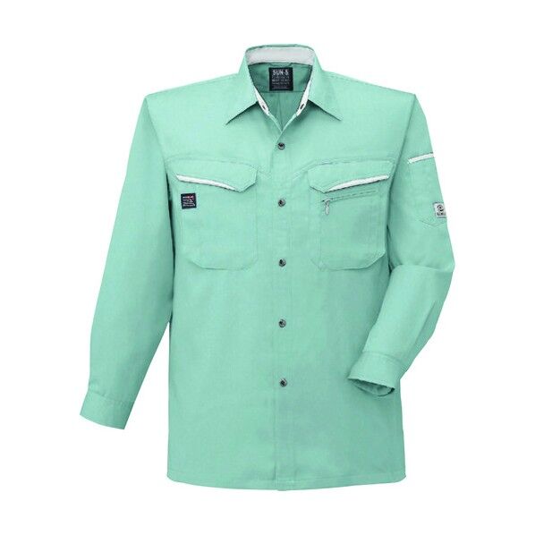 夏 長袖シャツ グリーン色 Lサイズ WA10479-7-L 1点