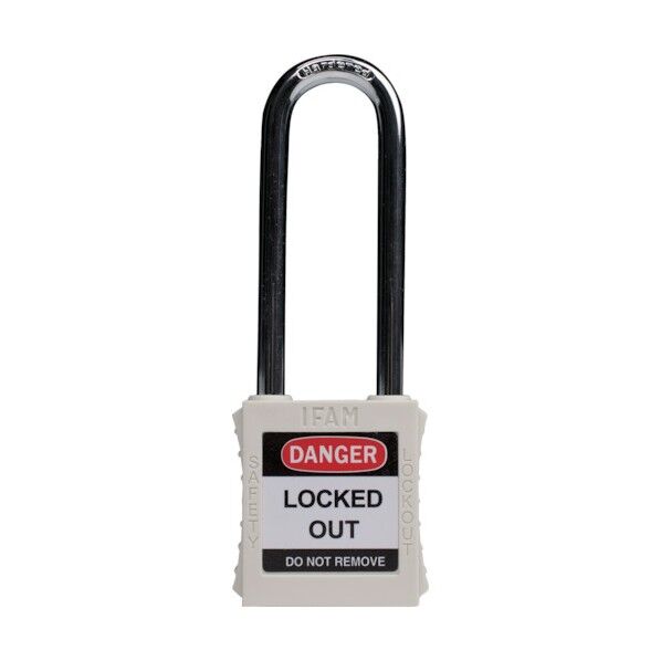 IFAM社 ロックアウト用南京錠 スチール製シャックル(ツル長) 白 44666 1点