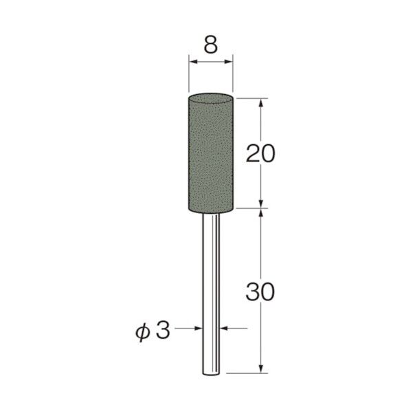 軸付セラミックゴム砥石(非金属研磨用)外径(mm):8粒度(#):220 R2234 10本
