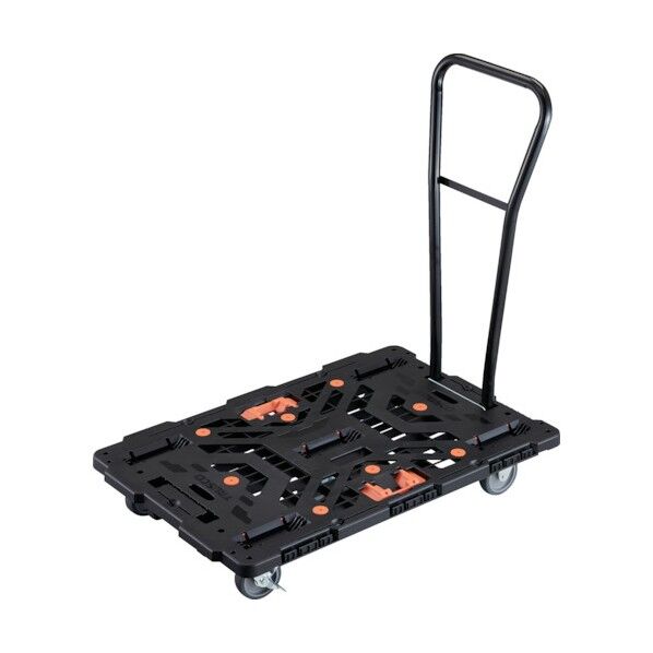 連結式樹脂製平台車 ビートル 900X600 自在3輪 内2輪ストッパー付 脱着式ハンドル付 とめたろう付 BT900J3S2H-E100T 1点