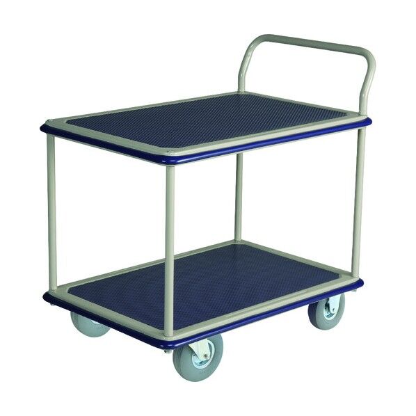 大型スチール台車 2段式 ノーパンククッションタイヤ付