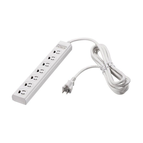 3ピン式電源タップ 7個口 5m ホワイト 集中スイッチ 変換アダプター付 BTMSKL3750WH 1個