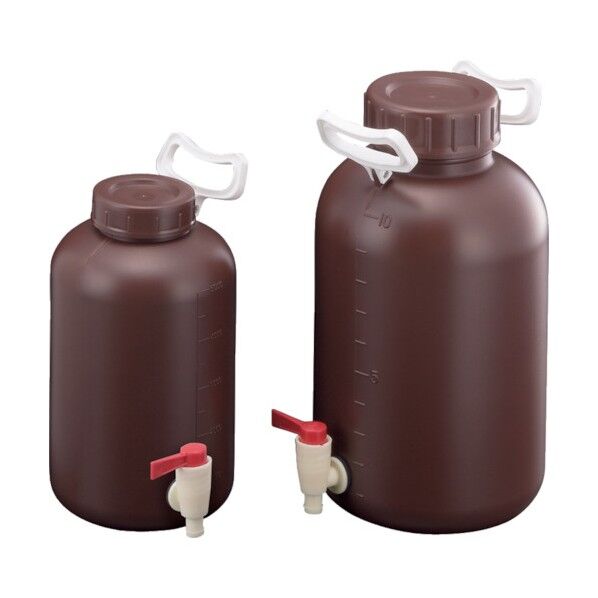 PE広口瓶 遮光 取手・下口活栓付