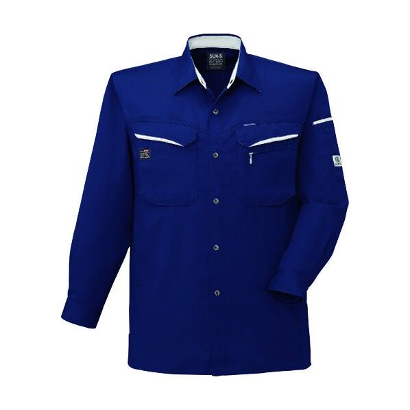 夏 長袖シャツ ネイビー色 4Lサイズ WA10479-3-4L 1点