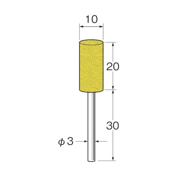 軸付セラミックゴム砥石(金属研磨用)外径(mm):10粒度(#):180 R2143 10本