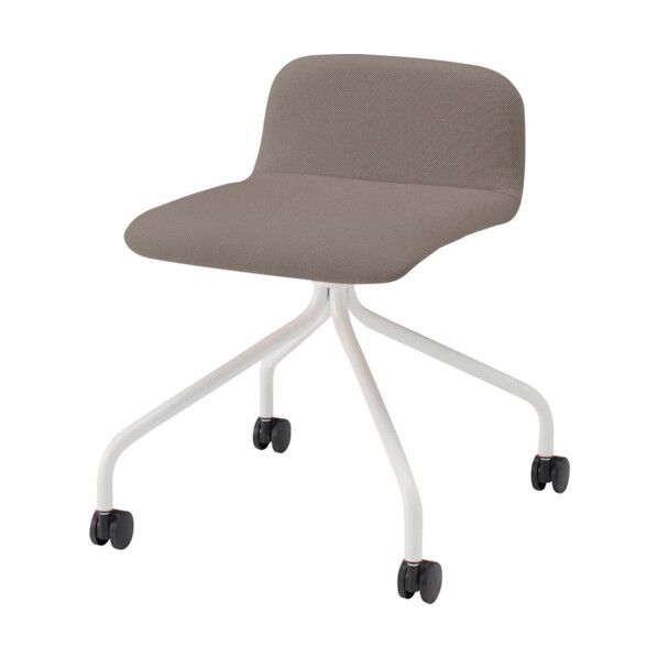 ノットワークローバックキャスターチェア張りぐるみ 脚ホワイト・布地アンバー KLL-235C1-W9K2 1点