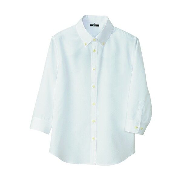 レディース七分袖ボタンダウンシャツ 001ホワイト S 8057 1