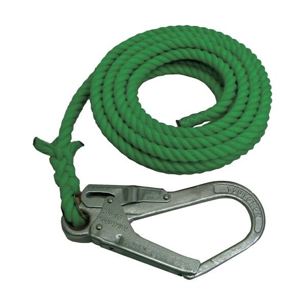 介錯ロープ(吊り荷補助誘導用)12mmΦ×10m 緑 片側大口径フック付 KAISHAKU-R1210-GRN 1点