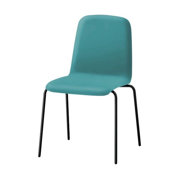 ノットワーク背座一体チェア張りぐるみ 脚サテンブラック・ウレタンレザーターコイズブルー KLL-130DK-T1S4 1点