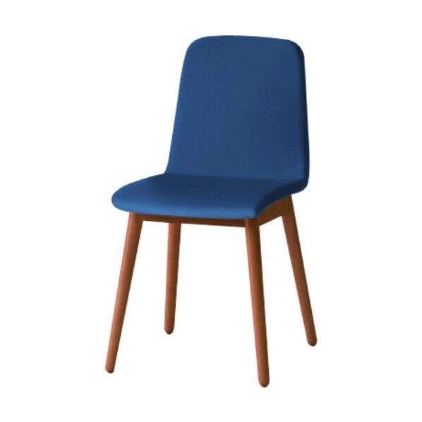 ノットワーク背座一体木脚チェア張りぐるみ 脚ラスティックビーチM・ウレタンレザーインディゴブルー KLL-134DK-MN2 1点