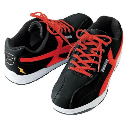 TULTEX セーフティシューズ(耐油・静電)(男女兼用) 010ブラック×レッド 22.0 51622 1