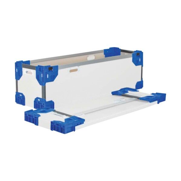 テクセルハイブリッド折りたたみコンテナー 637426 長尺折り畳みコンテナRS-SMナチュラル/ダークブルー1090×365×250 TERSSMNDB1090X365X250 1点