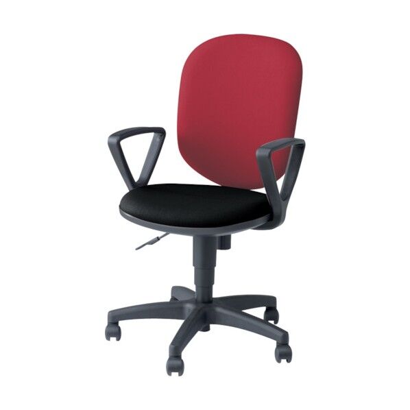 事務用チェア 背:ローズ/座:ブラック 固定肘付 ハイバック SER513F-ROB 1点