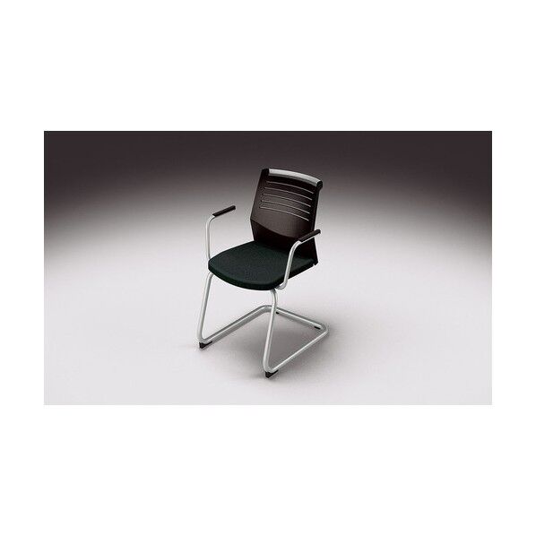 会議用チェアー (キャンチレバー脚タイプ) (肘付) E298V-BKN 1点